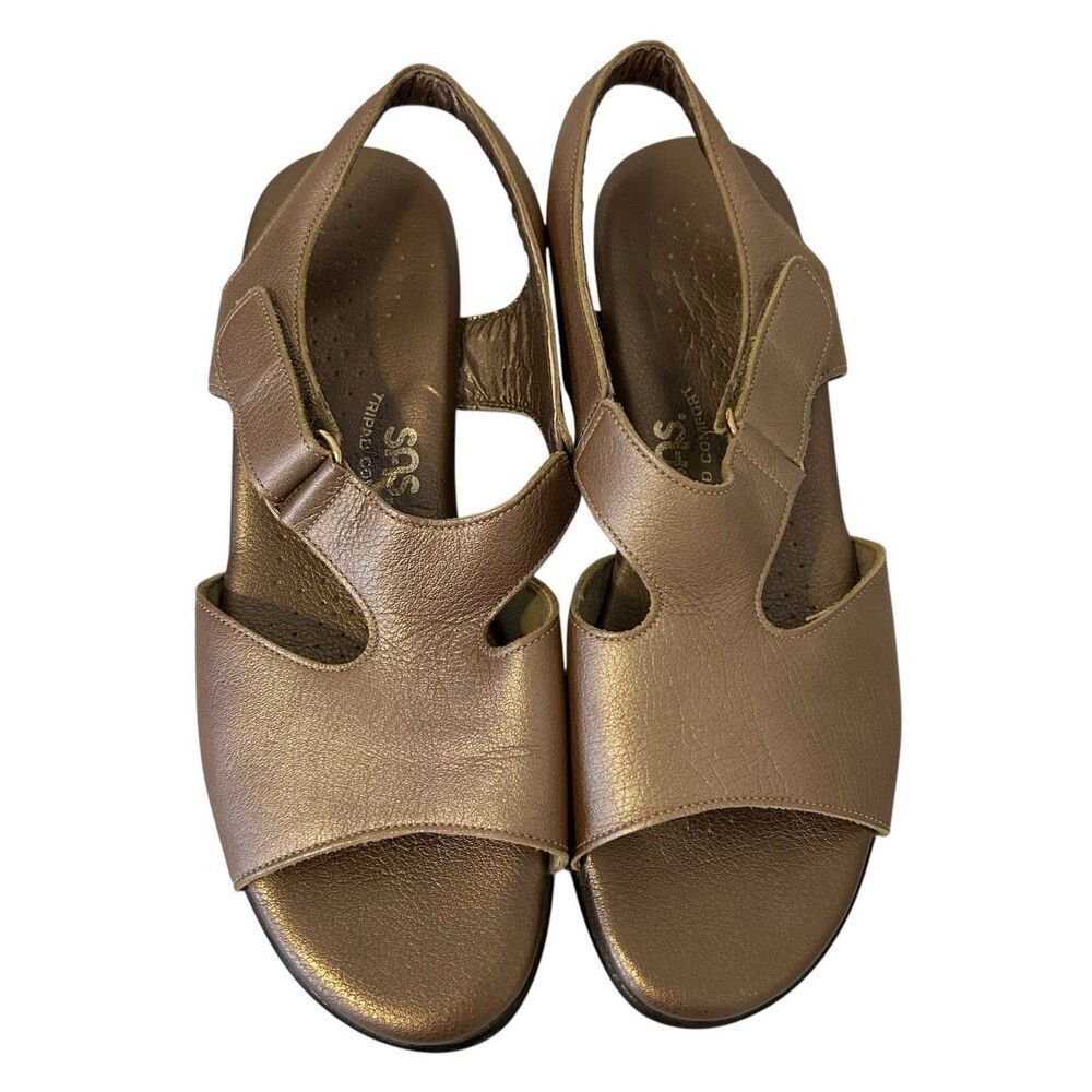 SAS Suntimer Sandals Womens 8 Bronze Slingback Adjustable Tripad Comfort Mature